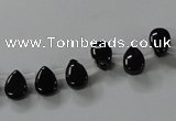 CAB752 15.5 inches 6*8mm top-drilled flat teardrop black agate beads