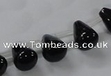 CAB754 15.5 inches 8*10mm top-drilled teardrop black agate beads