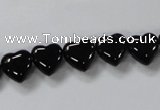 CAB755 15.5 inches 10*10mm top-drilled heart black agate beads