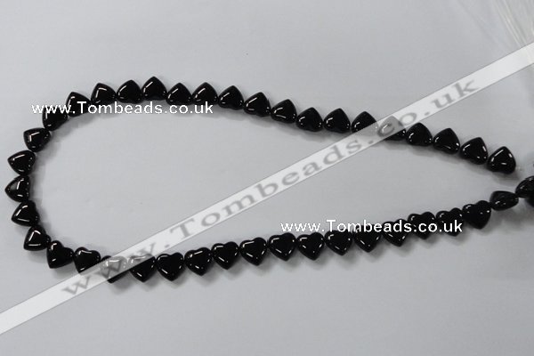 CAB755 15.5 inches 10*10mm top-drilled heart black agate beads