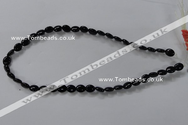 CAB756 15.5 inches 8*10mm oval black agate gemstone beads wholesale