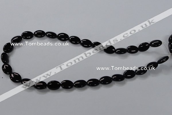 CAB757 15.5 inches 10*14mm oval black agate gemstone beads wholesale