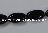 CAB760 15.5 inches 10*20mm oval black agate gemstone beads wholesale