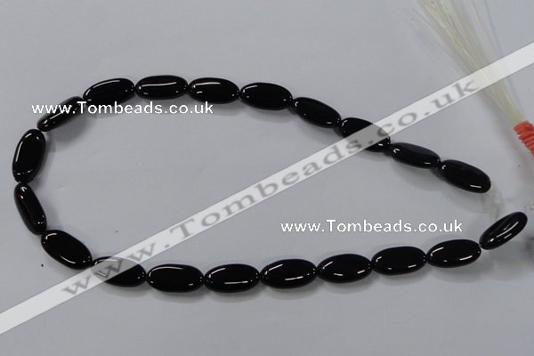 CAB760 15.5 inches 10*20mm oval black agate gemstone beads wholesale