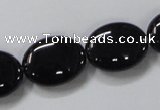 CAB761 15.5 inches 15*20mm oval black agate gemstone beads wholesale