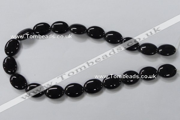 CAB761 15.5 inches 15*20mm oval black agate gemstone beads wholesale