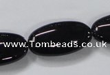 CAB763 15.5 inches 15*30mm oval black agate gemstone beads wholesale