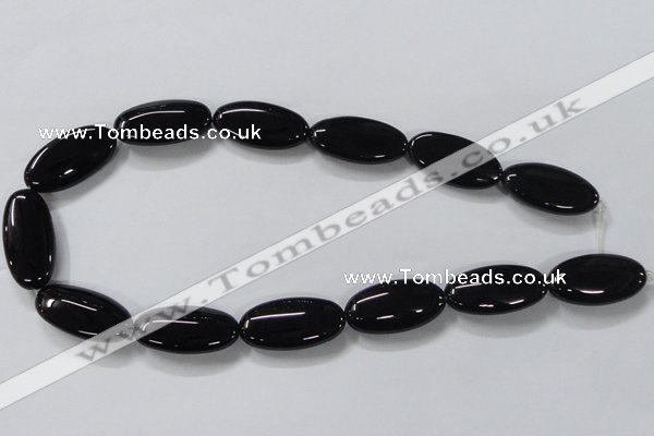 CAB763 15.5 inches 15*30mm oval black agate gemstone beads wholesale