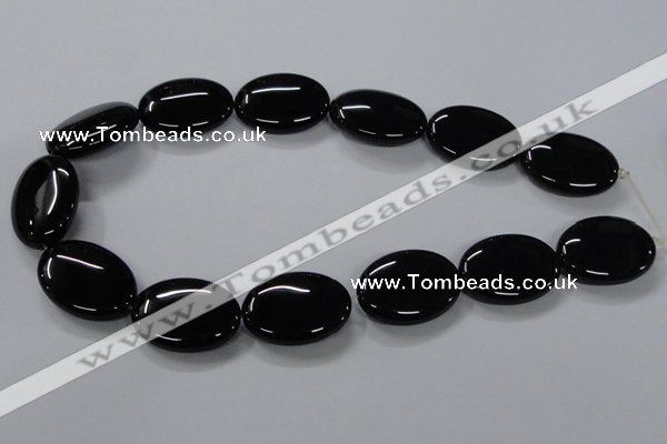 CAB764 15.5 inches 22*30mm oval black agate gemstone beads wholesale