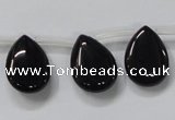 CAB772 15.5 inches 15*20mm top-drilled flat teardrop black agate beads