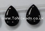 CAB773 15.5 inches 18*25mm top-drilled flat teardrop black agate beads