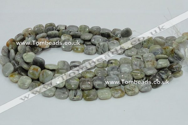 CAB78 15.5 inches 15*15mm square silver needle agate gemstone beads