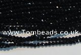 CAB780 15.5 inches 2mm faceted round black agate gemstone beads