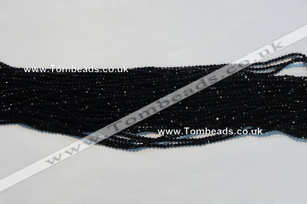 CAB780 15.5 inches 2mm faceted round black agate gemstone beads