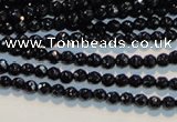 CAB781 15.5 inches 3mm faceted round black agate gemstone beads