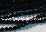 CAB782 15.5 inches 4mm faceted round black agate gemstone beads