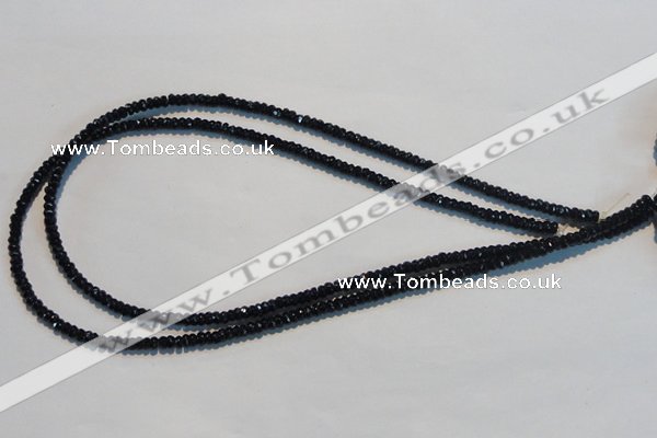 CAB785 15.5 inches 2*4mm faceted rondelle black agate gemstone beads