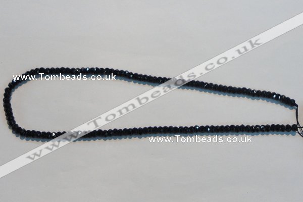 CAB786 15.5 inches 3*5mm faceted rondelle black agate gemstone beads