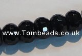 CAB787 15.5 inches 10*14mm faceted rondelle black agate gemstone beads