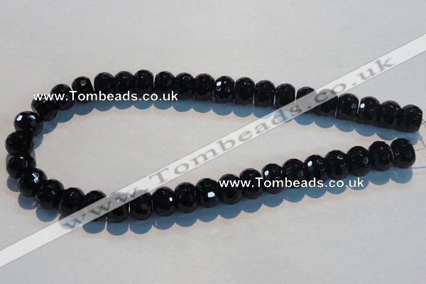 CAB787 15.5 inches 10*14mm faceted rondelle black agate gemstone beads