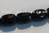 CAB788 15.5 inches 13*16mm faceted egg black agate gemstone beads