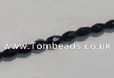 CAB789 15.5 inches 4*6mm faceted rice black agate gemstone beads