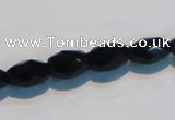 CAB791 15.5 inches 8*12mm faceted rice black agate gemstone beads