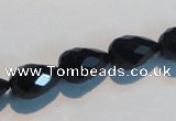 CAB799 15.5 inches 9*14mm faceted teardrop black gemstone agate beads