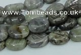 CAB80 15.5 inches 10*14mm oval silver needle agate gemstone beads