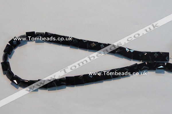 CAB801 15.5 inches 10*10mm faceted square black gemstone agate beads
