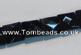 CAB802 15.5 inches 12*12mm faceted square black gemstone agate beads