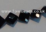 CAB803 15.5 inches 10*10mm faceted diamond black gemstone agate beads