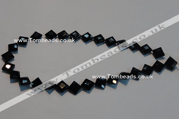 CAB803 15.5 inches 10*10mm faceted diamond black gemstone agate beads