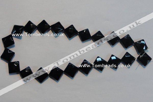 CAB804 15.5 inches 15*15mm faceted diamond black gemstone agate beads