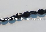 CAB805 15.5 inches 6*8mm faceted oval black gemstone agate beads