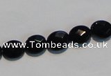 CAB806 15.5 inches 8*10mm faceted oval black gemstone agate beads