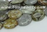 CAB81 15.5 inches 12*16mm oval silver needle agate gemstone beads