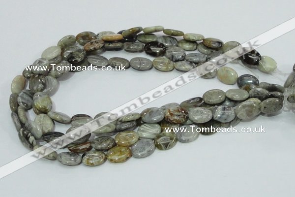 CAB81 15.5 inches 12*16mm oval silver needle agate gemstone beads