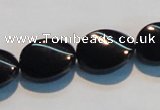 CAB814 15.5 inches 13*18mm twisted oval black agate gemstone beads