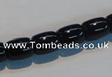 CAB819 15.5 inches 10*12mm drum black agate gemstone beads wholesale