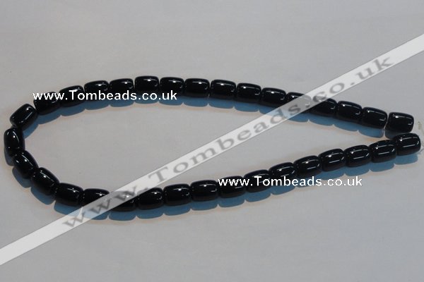 CAB819 15.5 inches 10*12mm drum black agate gemstone beads wholesale