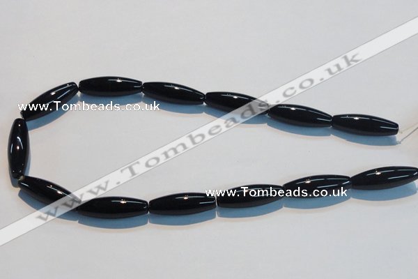 CAB821 15.5 inches 10*30mm rice black agate gemstone beads wholesale