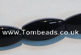 CAB822 15.5 inches 12*24mm rice black agate gemstone beads wholesale