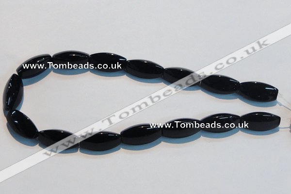 CAB822 15.5 inches 12*24mm rice black agate gemstone beads wholesale