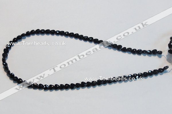 CAB824 15.5 inches 6*6mm faceted heart black agate gemstone beads