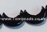CAB826 15.5 inches 10*20mm moon black agate gemstone beads wholesale