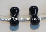 CAB829 10*20mm dumbbell-shaped black agate gemstone beads