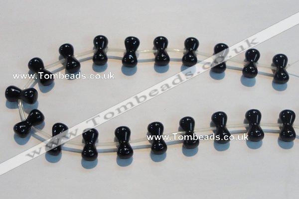 CAB829 10*20mm dumbbell-shaped black agate gemstone beads