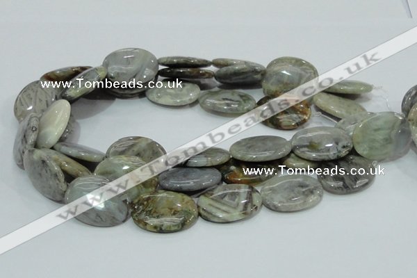 CAB83 15.5 inches 22*30mm oval silver needle agate gemstone beads