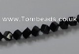 CAB830 15.5 inches 4*4mm cube black agate gemstone beads wholesale